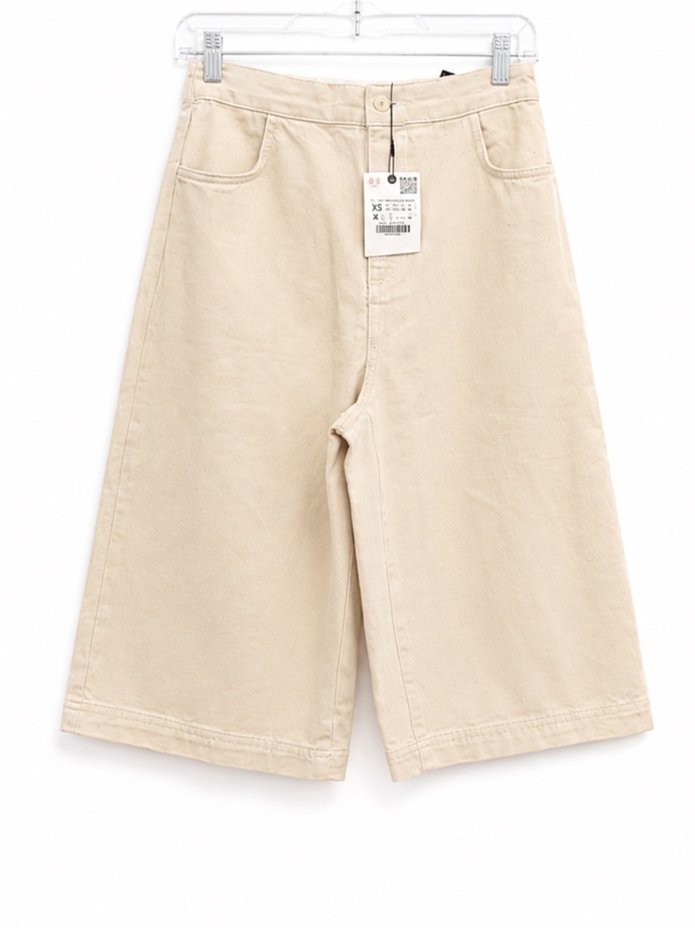 Zara Wide Leg Bermuda Denim Jorts Ecru Size XS - Picture 2 of 5